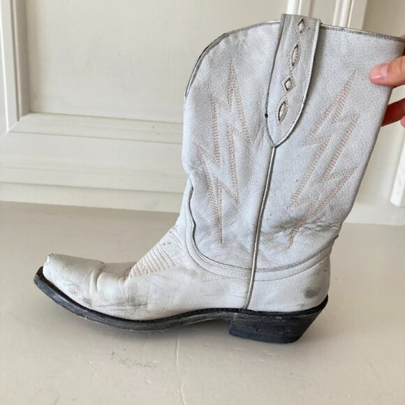Mexicana Free People Lightning Strikes White Leather Western Boots Sz 8 - Picture 12 of 12